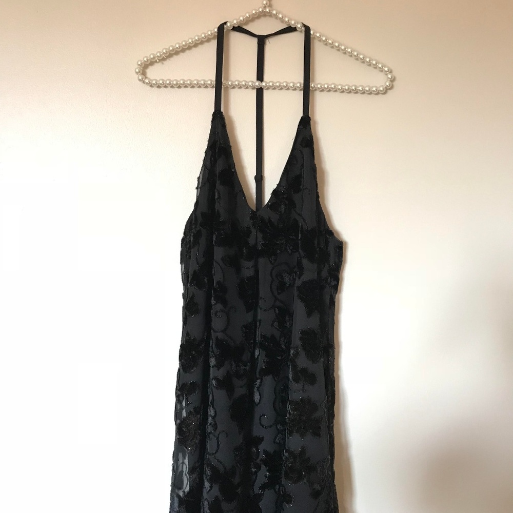 Black with velvet Flower Dress- Revolve